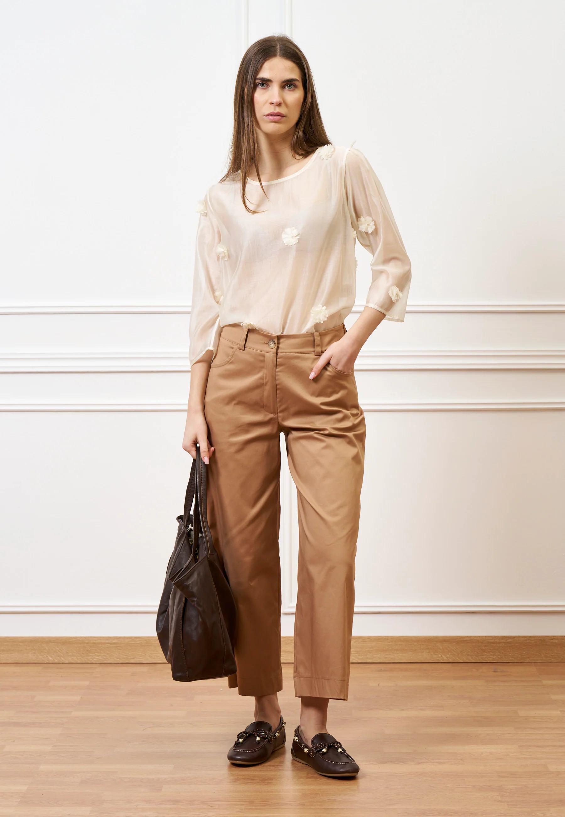Borsa maxi shopper in pelle - MARRONE - Image 7