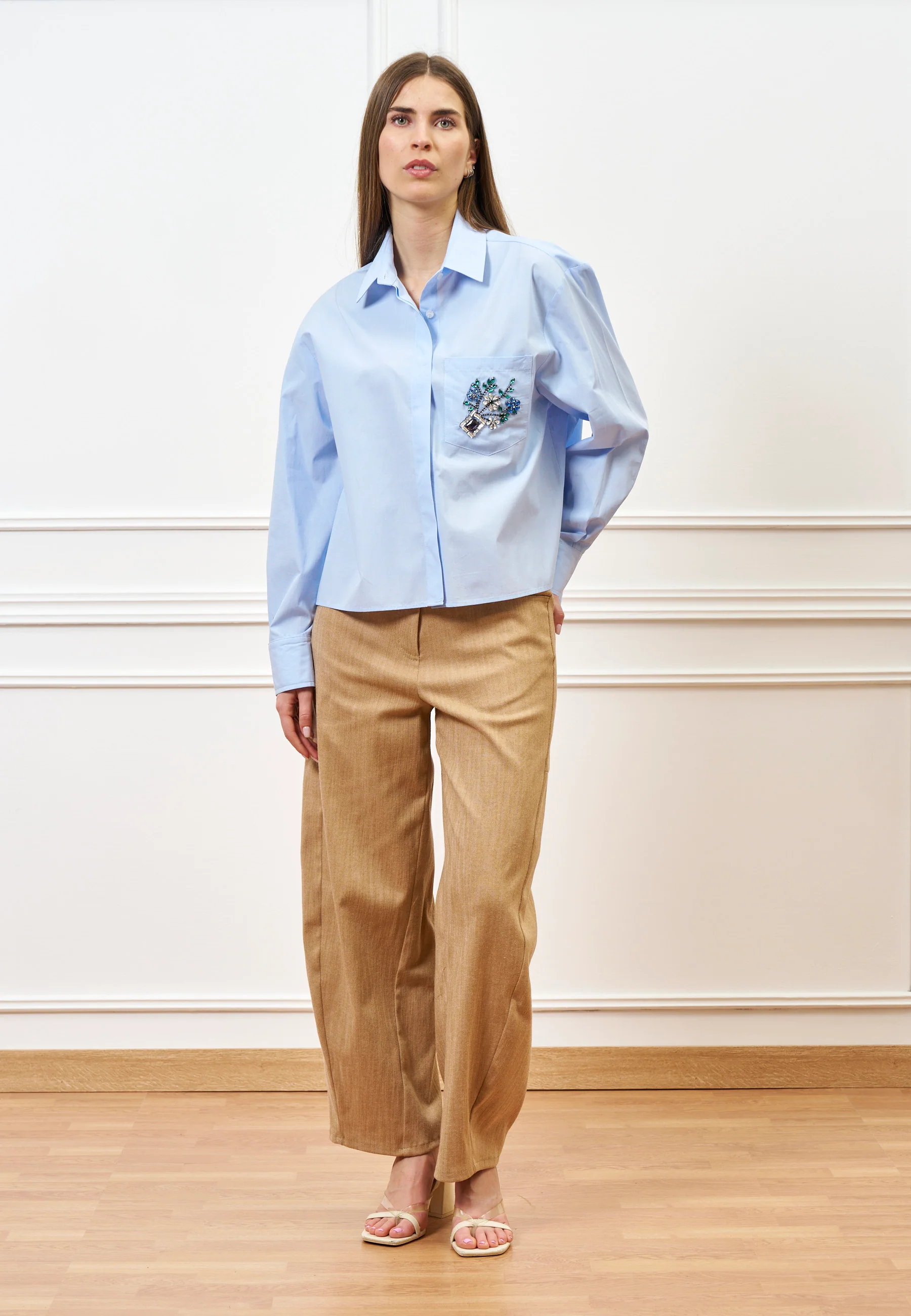 Camicia con applicazione sul taschino - CELESTE - Image 3