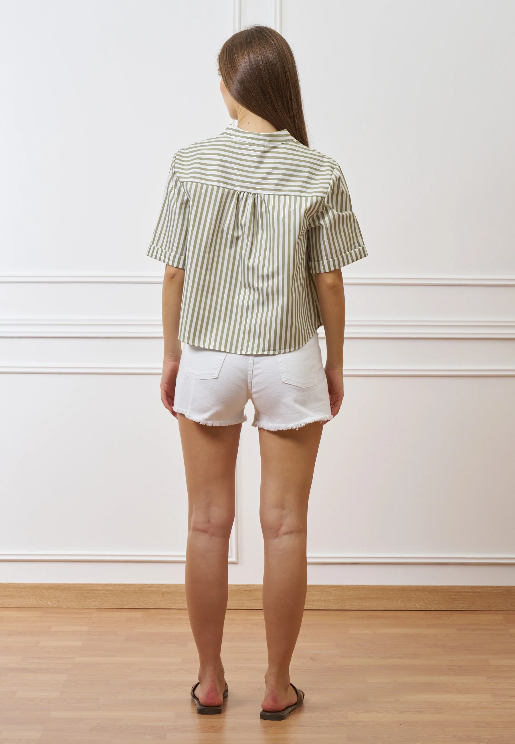 Camicia over a righe con lurex - MILITARE - Image 5