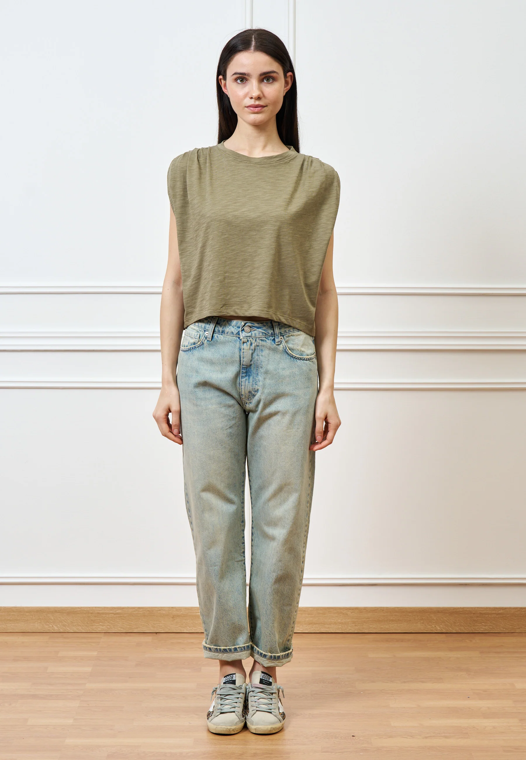Jeans dritti a vita alta slavati - JEANS - Image 2