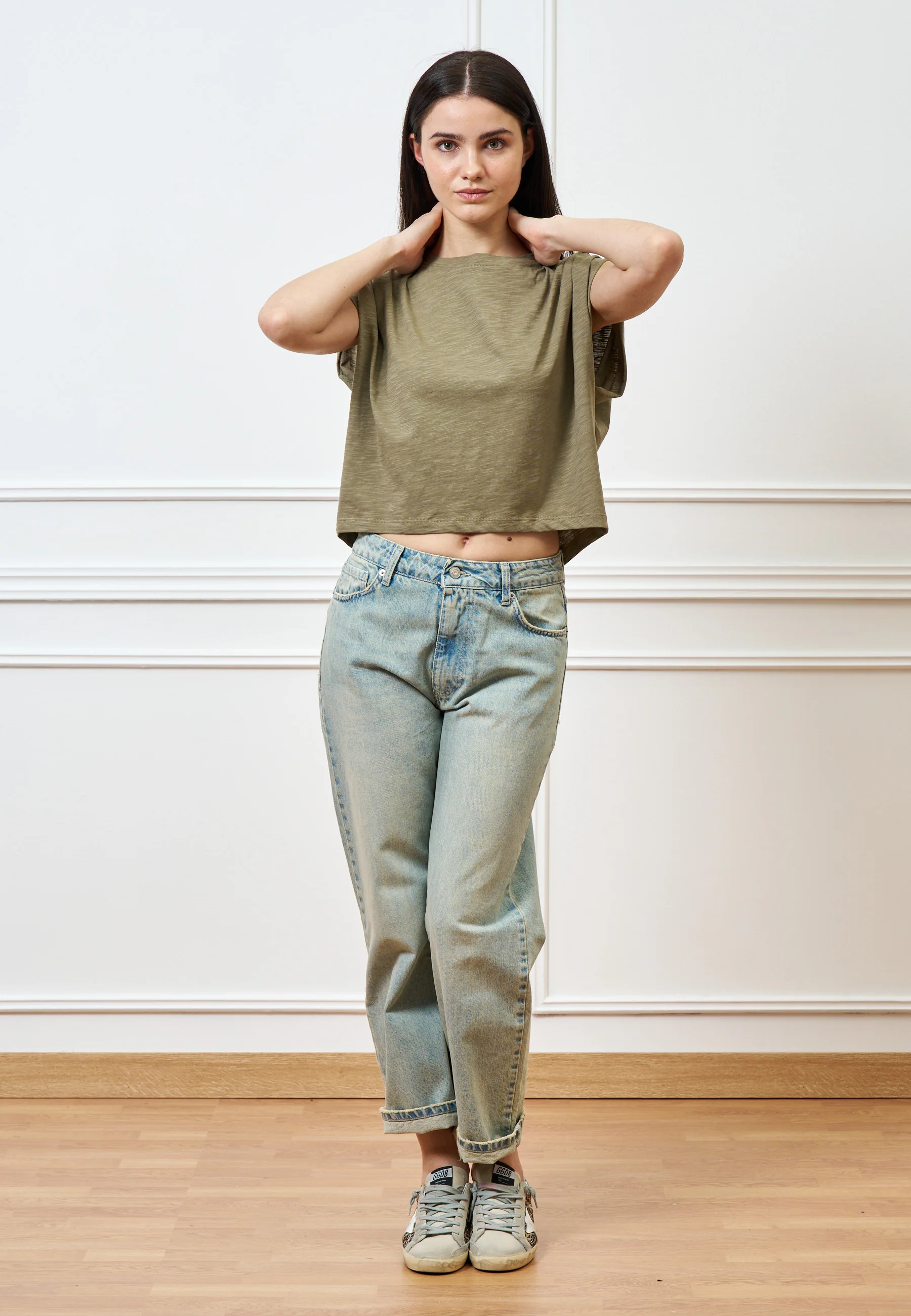 Jeans dritti a vita alta slavati - JEANS - Image 3