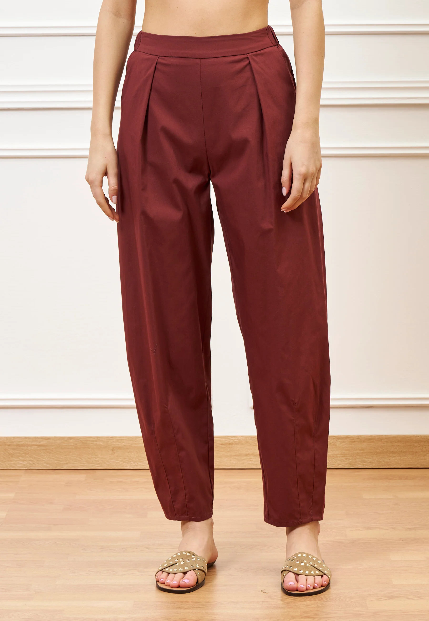 Pantalone balloon elastico retro - MARRONE - Image 2