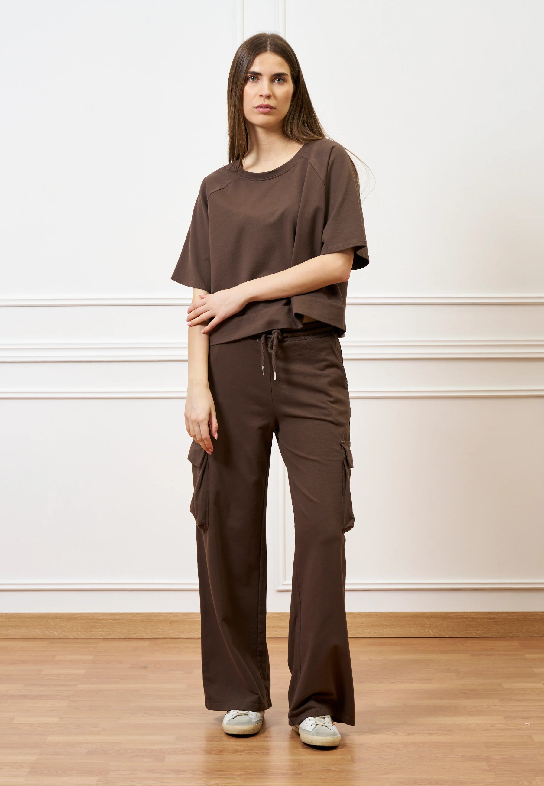 Pantalone cargo in felpa  - MARRONE - Image 2
