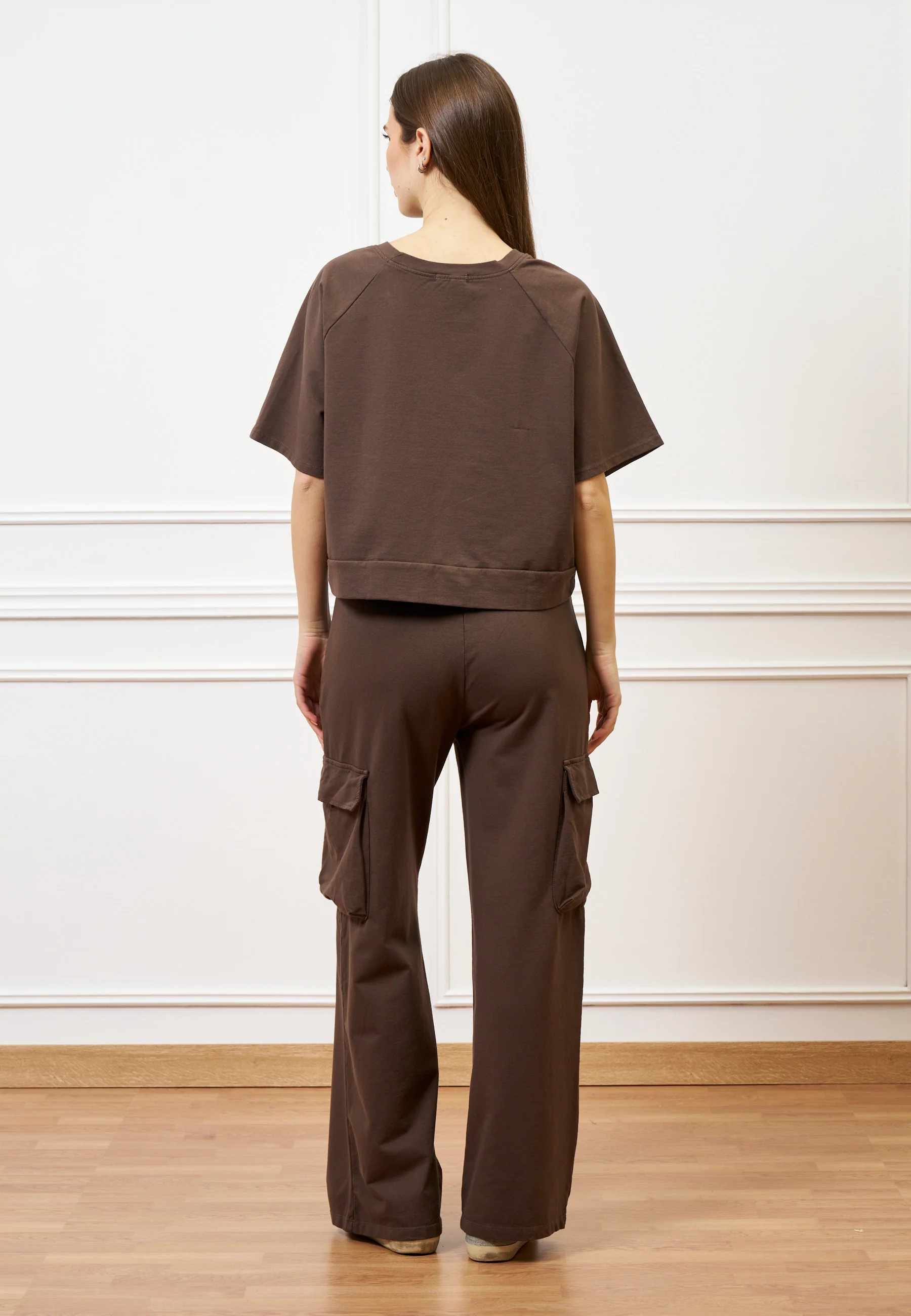 Pantalone cargo in felpa  - MARRONE - Image 3