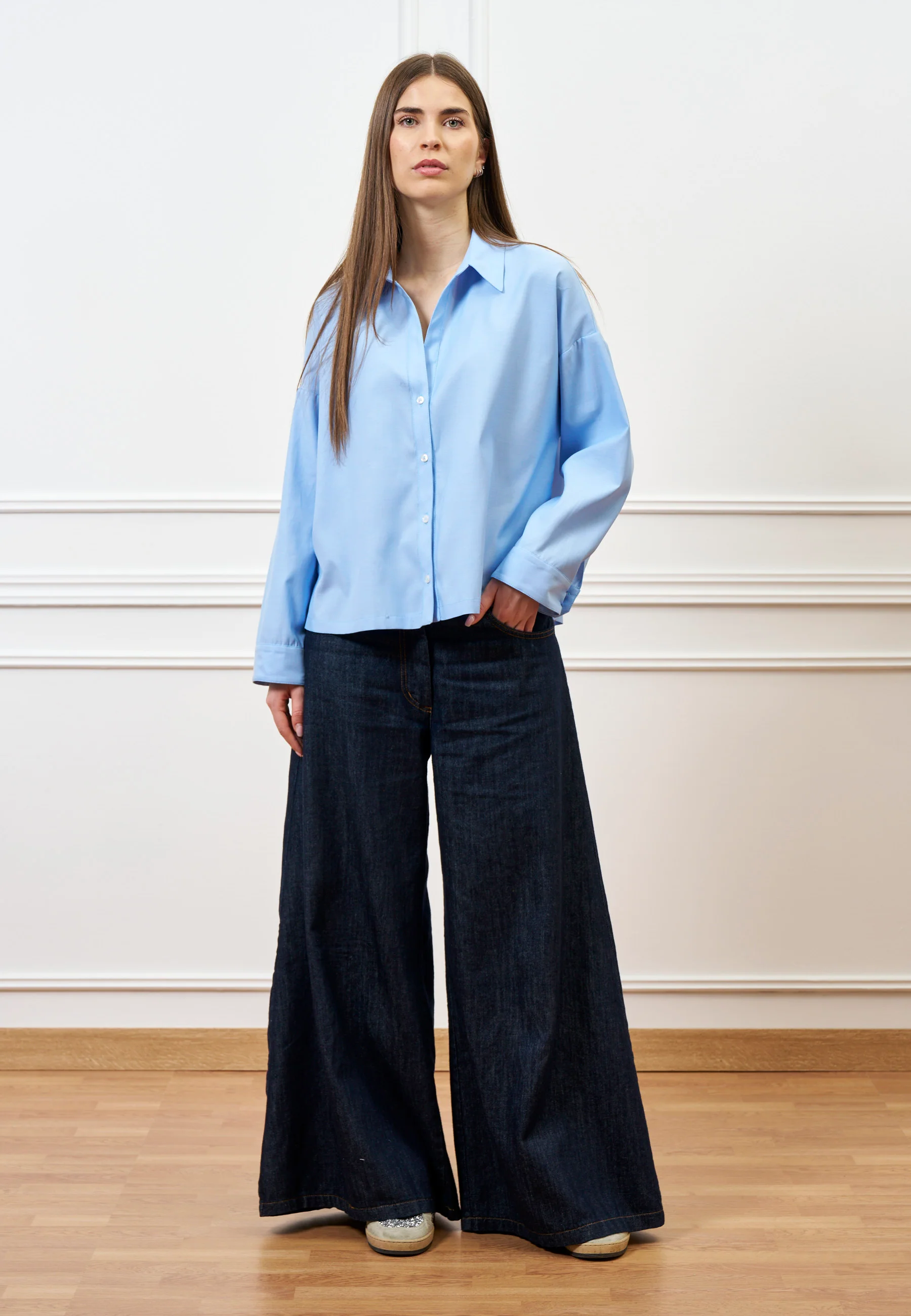 Pantalone gamba ampia - BLU - Image 4