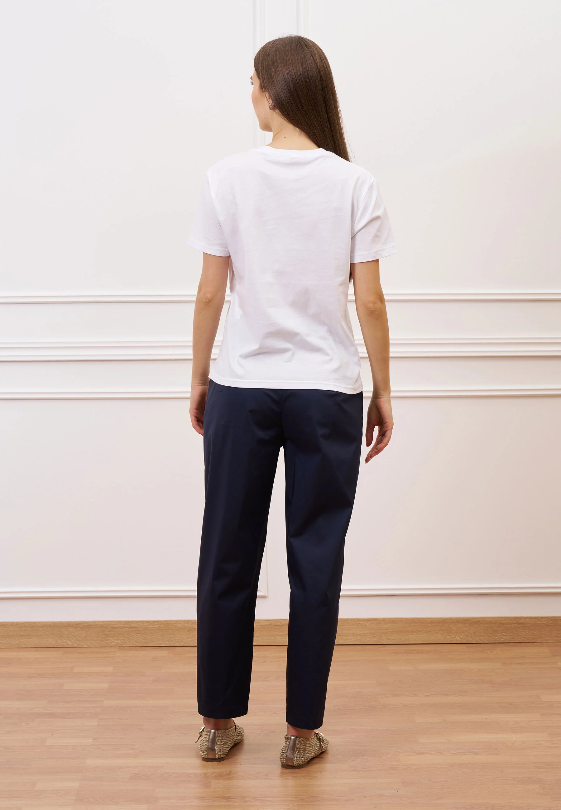 Pantalone in popeline con pince - BLU - Image 7