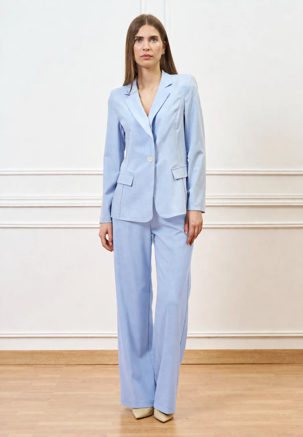 Pantalone palazzo melange - CELESTE