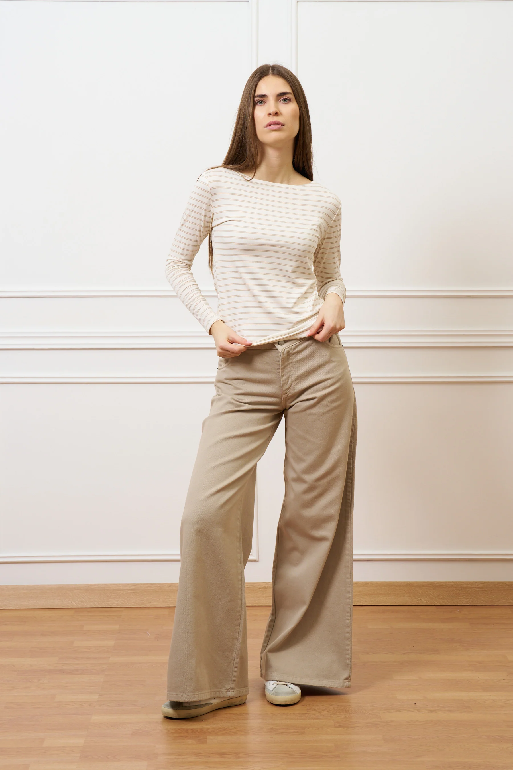 T-shirt a righe con maniche lunghe - AVORIO/BEIGE - Image 4